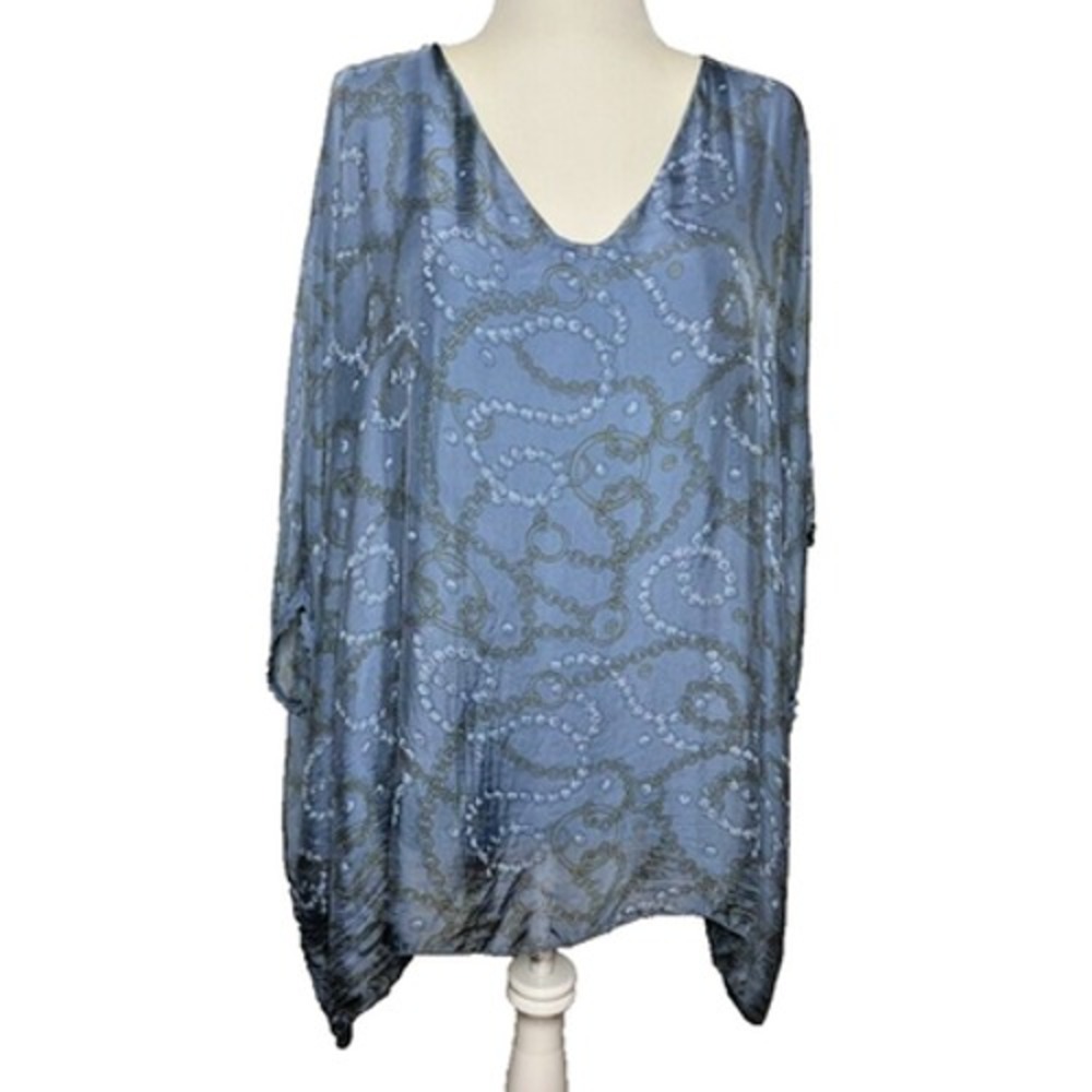 Bella Umbra Boho Chic Flowy Silk Blend Tunic Top 3X Dolman Lightweight Delicate